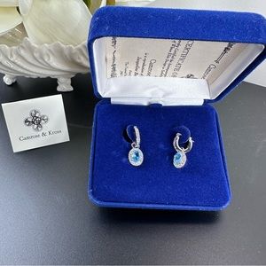 EA23 Camrose & Kross Jacqueline Kennedy heirloom plt plate & sim. topaz earrings